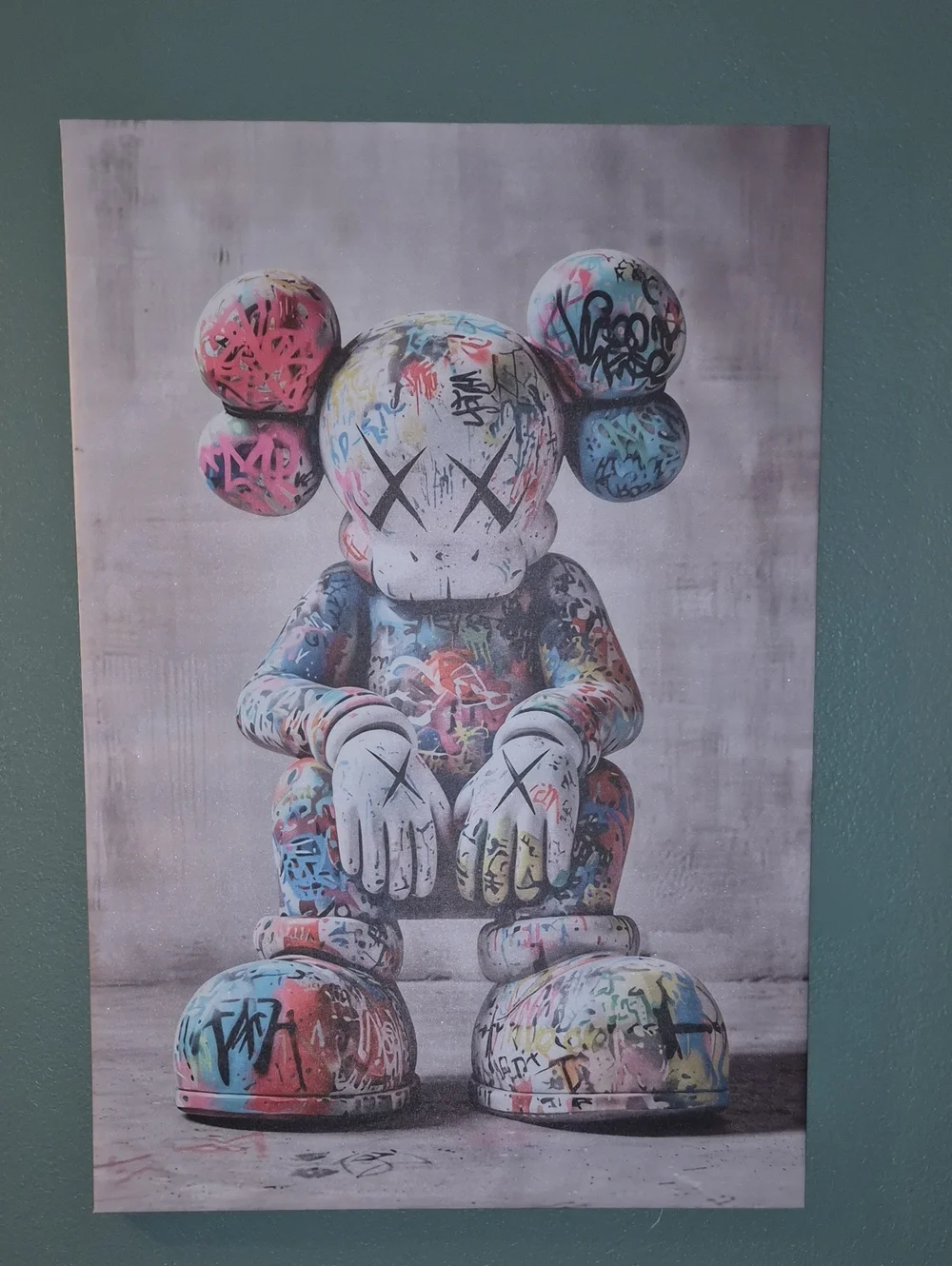 Graffiti KAWS-Style Canvas Art Print in Multicolor